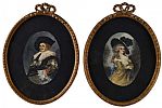 PAIR OF GILT FRAMED OVAL WATERCOLOUR DRAWINGS at Ross's Online Art Auctions
