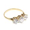 9CT GOLD THREE STONE CUBIC ZIRCONIA RING 
 at Ross's Online Art Auctions