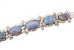 14CT WHITE GOLD OPAL AND DIAMOND BRACELET 
 at Ross's Online Art Auctions