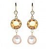 18CT GOLD CITRINE, PEARL AND DIAMOND EARRINGS at Ross's Online Art Auctions
