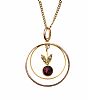 EDWARDIAN 9CT GOLD GARNET AND SEED PEARL PENDANT AND CHAIN 
 at Ross's Online Art Auctions
