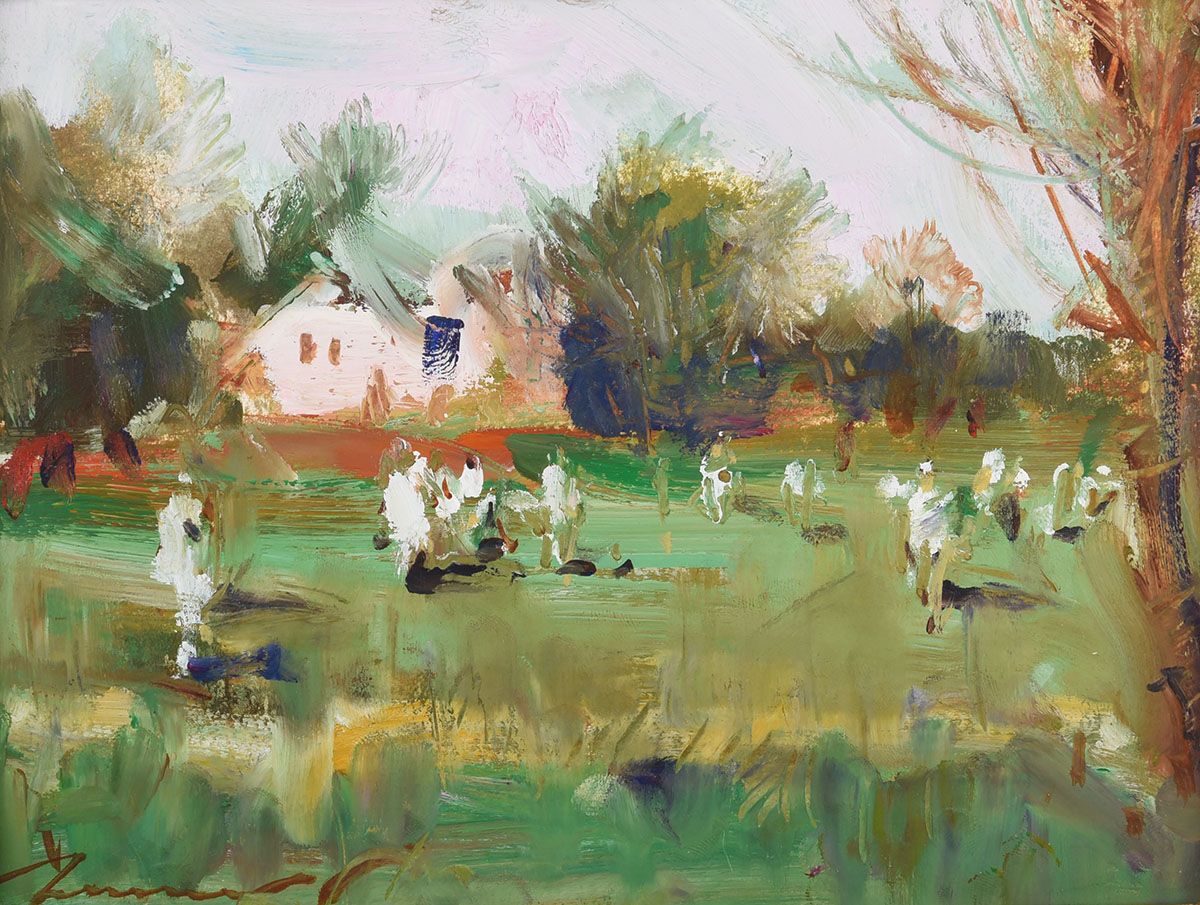 THE VILLAGE CRICKET MATCH by Ken Moroney at Ross's Online Art Auctions