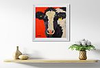 FRIESIAN COW ON RED by Ronald Keefer at Ross's Online Art Auctions