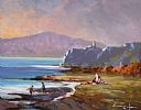PICNIC BY RED BAY, COUNTY ANTRIM by William Cunningham at Ross's Online Art Auctions