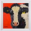 FRIESIAN COW ON RED by Ronald Keefer at Ross's Online Art Auctions