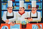 THREE CHEFS by Graham Knuttel at Ross's Online Art Auctions