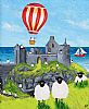 ANDY PATS WANDERING SHEEP ENJOYING A DAY OUT AT DUNLUCE CASTLE by Andy Pat at Ross's Online Art Auctions