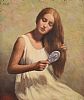 GIRL BRUSHING HER HAIR by James Cahill at Ross's Online Art Auctions