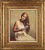 GIRL BRUSHING HER HAIR by James Cahill at Ross's Online Art Auctions