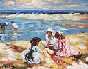 CHILDREN ON THE BEACH by Jill Doyle at Ross's Online Art Auctions
