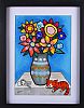 CAT SLEEPING BY THE VASE OF FLOWERS by George Smyth at Ross's Online Art Auctions