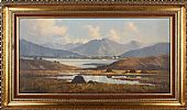 TURF STACKS AT THE TWELVE BENS, CONNEMARA by William Henry Burns at Ross's Online Art Auctions