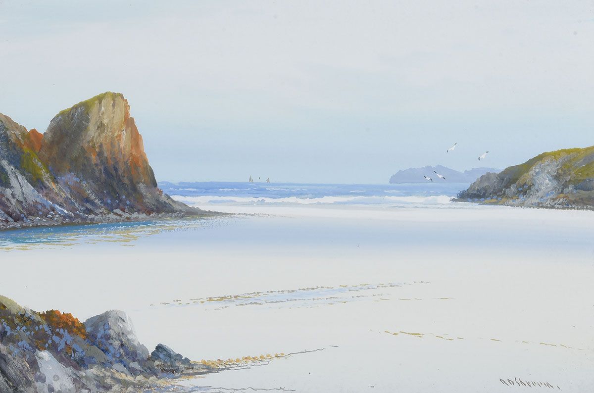 LOW TIDE, BUDE, CORNWALL by R. Daniel Sherrin at Ross's Online Art Auctions