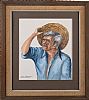 MAN WITH A STRAW HAT by Claret at Ross's Online Art Auctions