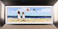 TWO GIRLS FLYING KITES by Michelle Carlin at Ross's Online Art Auctions