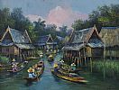 RIVER MARKET, THAILAND by Akkannit at Ross's Online Art Auctions