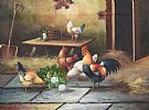 CHICKENS IN THE STABLE by K. Young at Ross's Online Art Auctions