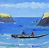 THE FANAD CURRACH MEN ON SILVER STRAND BEACH, DONEGAL by Sean Lorinyenko at Ross's Online Art Auctions