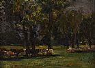 CATTLE GRAZING BY TREES by Irish School at Ross's Online Art Auctions