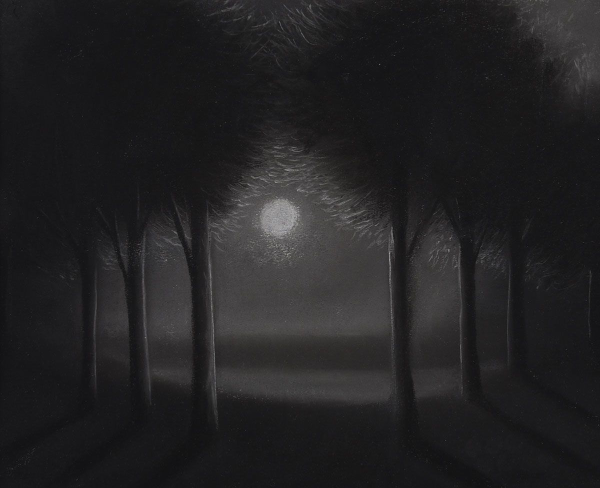 MOONLIGHT THROUGH THE TREES by Paul Wilson at Ross's Online Art Auctions