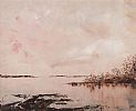 RED SKY ABOVE THE LOUGH, FERMANAGH by Liam Blake at Ross's Online Art Auctions