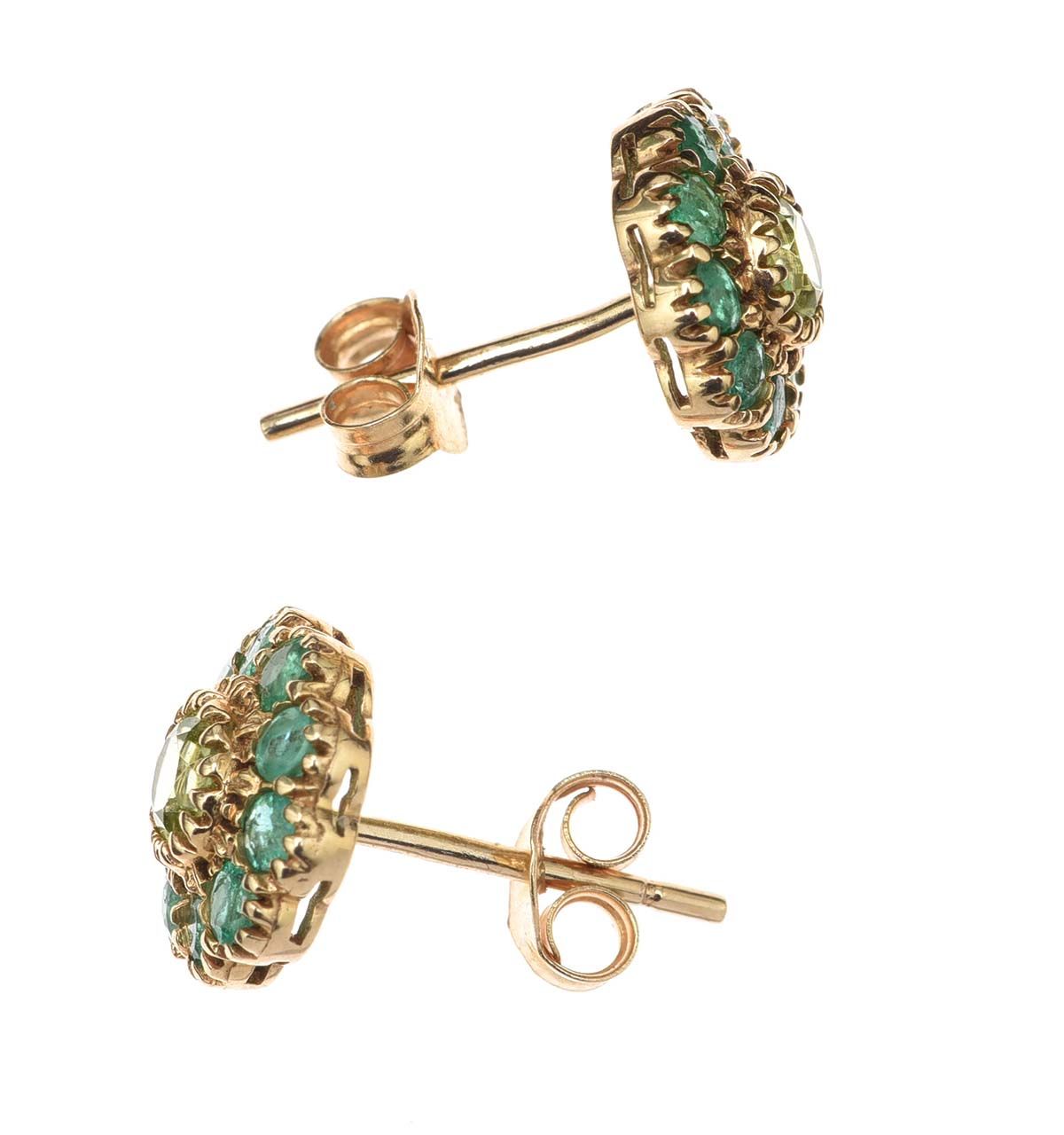 9CT GOLD EMERALD AND PERIDOT EARRINGS 
 at Ross's Online Art Auctions