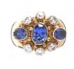 GOLD PLATED STERLING SILVER SYNTHETIC SAPPHIRE & CUBIC ZIRCONIA RING at Ross's Online Art Auctions
