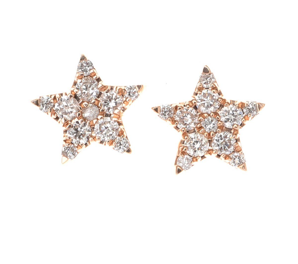 9CT ROSE GOLD DIAMOND STAR EARRINGS at Ross's Online Art Auctions