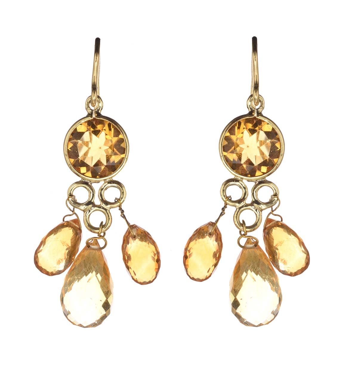 18CT GOLD CITRINE DROP EARRINGS at Ross's Online Art Auctions