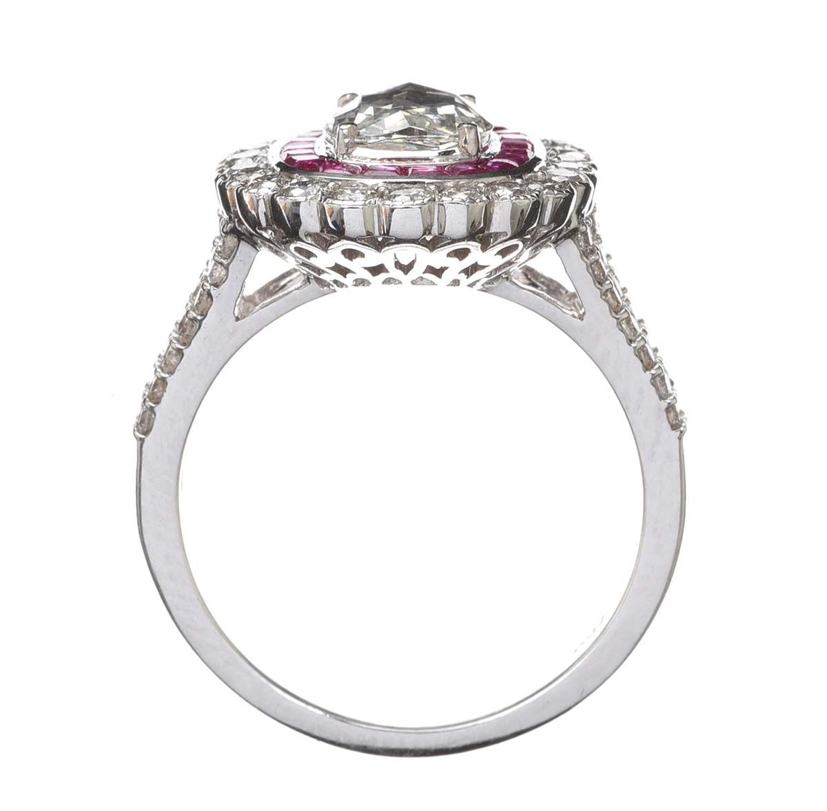 18CT WHITE GOLD RUBY AND DIAMOND RING 
 at Ross's Online Art Auctions