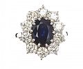 18CT WHITE GOLD SAPPHIRE AND DIAMOND RING 
 at Ross's Online Art Auctions