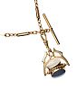9CT GOLD MOTHER OF PEARL AND AGATE SWIVEL FOB ON 9CT GOLD CHAIN at Ross's Online Art Auctions