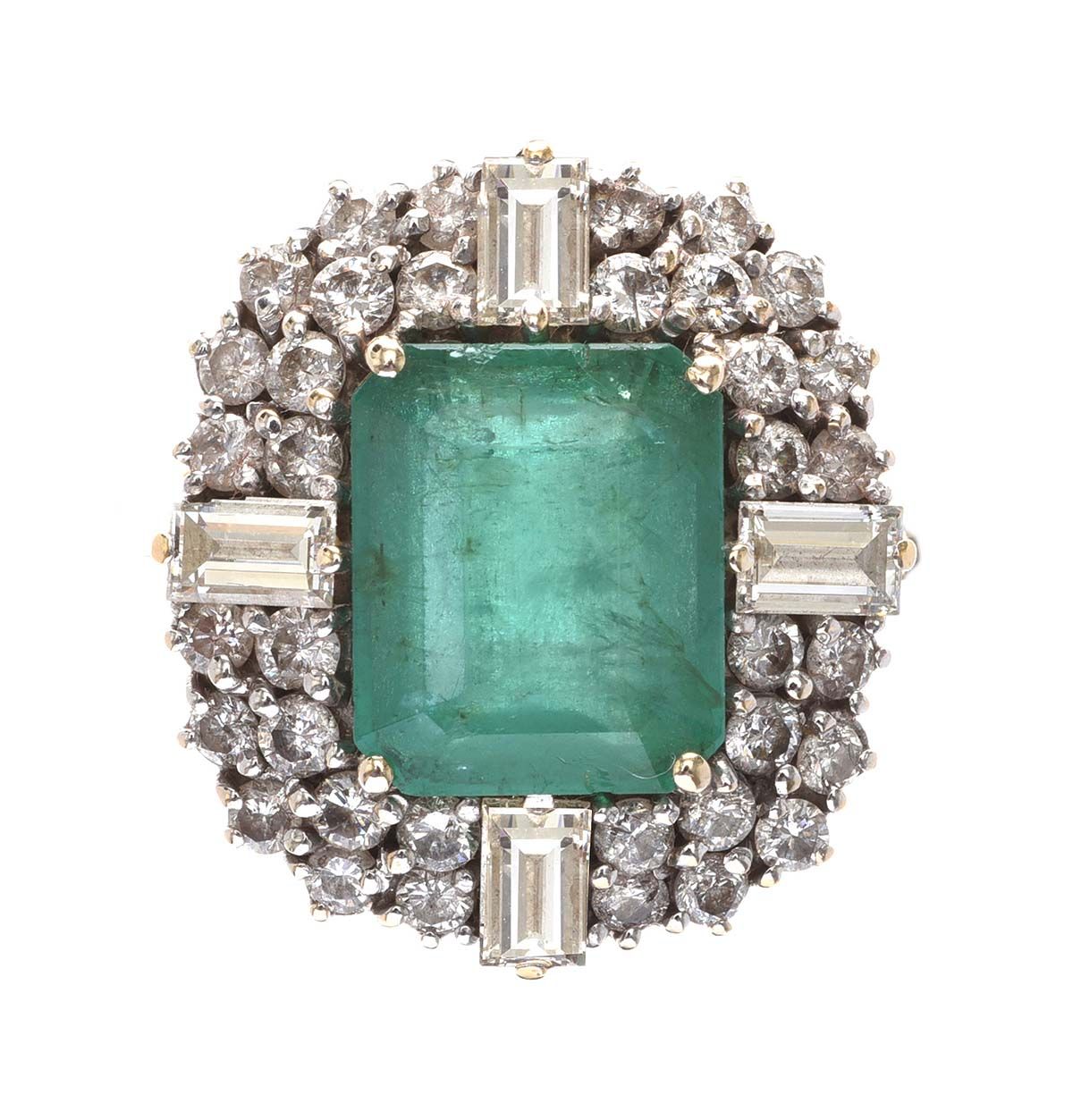 18CT GOLD EMERALD AND DIAMOND COCKTAIL RING
 at Ross's Online Art Auctions