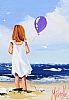 GIRL WITH PURPLE BALLOON by Michelle Carlin at Ross's Online Art Auctions