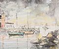 BOATS IN THE HARBOUR by Ray Cochrane at Ross's Online Art Auctions