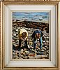 TWO BOYS ON THE ROCKS by Rowland Davidson at Ross's Online Art Auctions