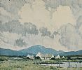 A VILLAGE BY THE LAKE by Paul Henry RHA at Ross's Online Art Auctions