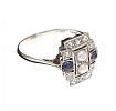 ART DECO PLATINUM AND 18CT WHITE GOLD SEED PEARL AND SAPPHIRE RING at Ross's Online Art Auctions