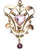 9CT GOLD AMETHYST AND SEED PEARL PENDANT at Ross's Online Art Auctions