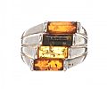 STERLING SILVER AMBER RING at Ross's Online Art Auctions