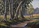 STREAM BY THE TREES by D. Bell at Ross's Online Art Auctions