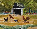 CHICKENS FEEDING by Jacinta Cotter at Ross's Online Art Auctions