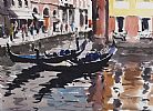 GONDOLA STATION, VENICE by Kenny Hayes at Ross's Online Art Auctions