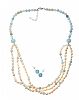 STERLING SILVER AQUAMARINE AND PEARL NECKLACE AND EARRING SET at Ross's Online Art Auctions