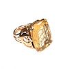 ANTIQUE 14CT GOLD CITRINE SEAL RING at Ross's Online Art Auctions