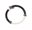 BLACK LEATHER AND PEARL BRACELET at Ross's Online Art Auctions
