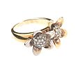 STERLING SILVER GOLD PLATED DIAMOND FLOWER RING at Ross's Online Art Auctions