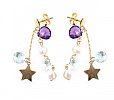 18CT GOLD AMETHYST, PEARL AND AQUAMARINE EARRINGS at Ross's Online Art Auctions