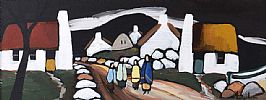 ON THE PATH BY THE IRISH COTTAGES by Irish School at Ross's Online Art Auctions