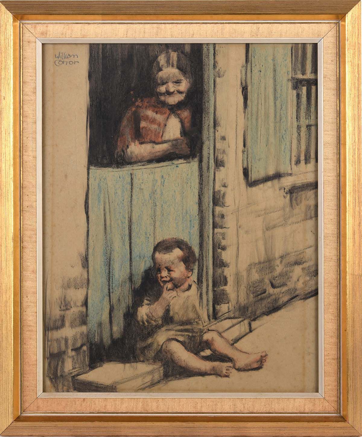 GRANDCHILD BY THE STABLE DOOR by William Conor RHA RUA at Ross's Online Art Auctions